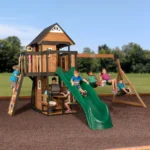 Backyard Discovery Canyon Creek Wooden Swing Set with Slide and Rock Wall - Image 2