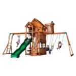 Backyard Discovery Skyfort II Wooden Swing Set with Wave Slide