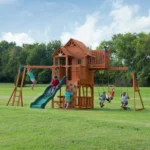 Backyard Discovery Skyfort II Wooden Swing Set with Wave Slide - Image 2