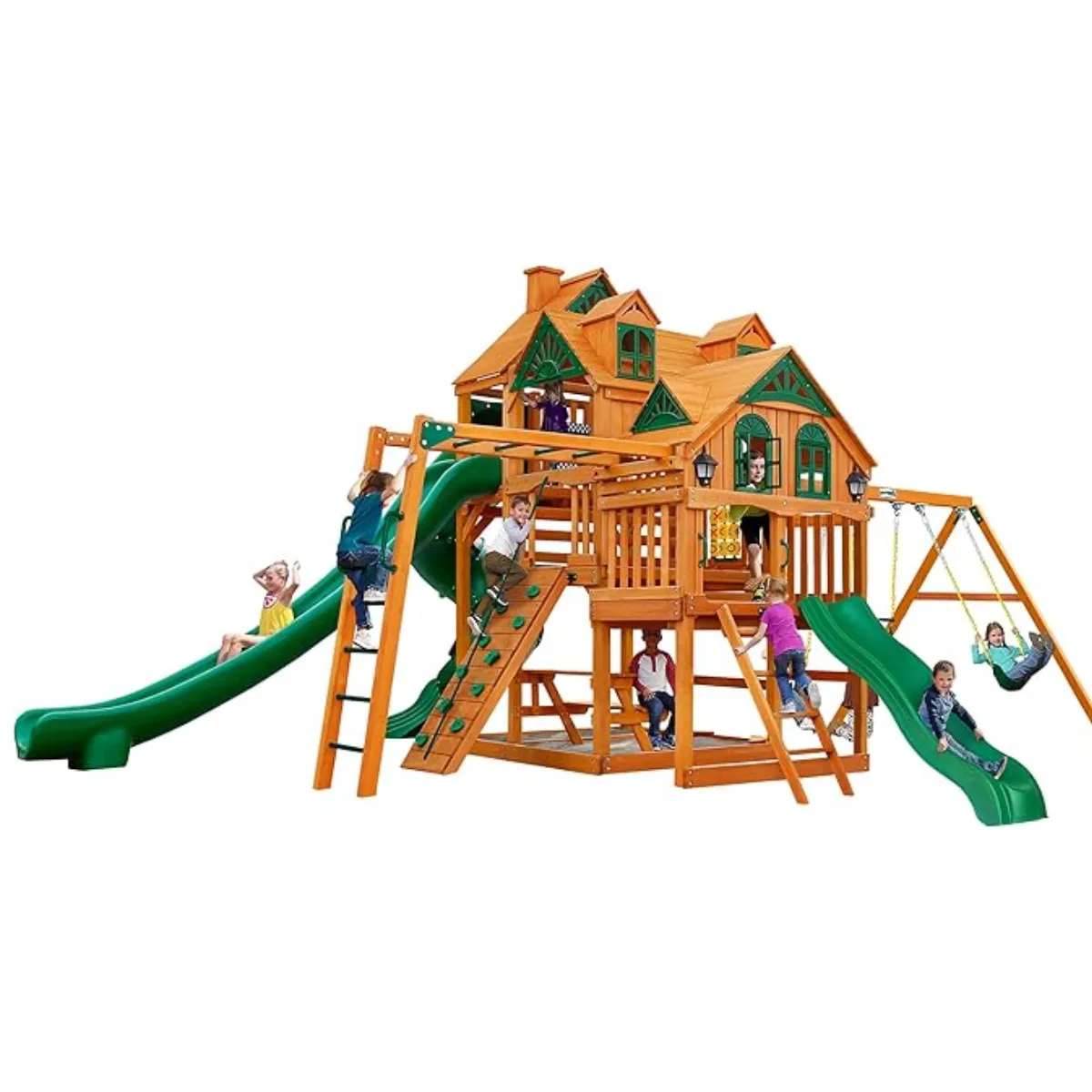 fashodre-llc-fashodre-gorilla-playsets-empire-extreme-wooden-swing-set-monkey-bars-clatter-01-20260404144933-dc5e3f4c.webp Gorilla Playsets Empire Extreme Wooden Swing Set with Monkey Bars, Clatter Bridge, and 3 Slides - Image 1