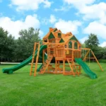 Gorilla Playsets Empire Extreme Wooden Swing Set with Monkey Bars, Clatter Bridge, and 3 Slides - Image 2
