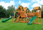 Gorilla Playsets Empire Extreme Wooden Swing Set with Monkey Bars, Clatter Bridge, and 3 Slides - Image 2