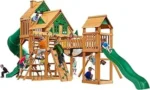 Gorilla Playsets Pioneer Peak Treehouse Wooden Swing Set with Clatter Bridge & Tire Swing - Image 4