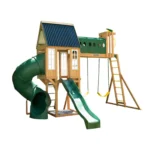 KidKraft Skyway Resort Wooden Swing Set with Dual Slides and Playhouse