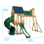 KidKraft Skyway Resort Wooden Swing Set with Dual Slides and Playhouse - Image 3