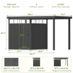 6×8 Metal Storage Shed with 7×8 Pergola Covered Porch - Image 6