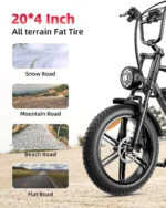 AMYET V9-G60 Peak Fat Tire Electric Bike for Adults, 1500W Motor, 32 MPH - Image 3