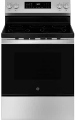 GE 30-inch Freestanding Electric Convection Range with No Preheat Air Fry, WiFi, and EasyWash Oven Tray, Stainless Steel