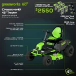 Greenworks 60V 42-Inch Cordless Battery CrossoverT Riding Lawn Mower - Image 5