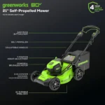 Greenworks 80V 21-Inch Cordless Self-Propelled Lawn Mower - Image 6