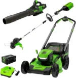 Greenworks 80V Cordless 21-Inch Self-Propelled Lawn Mower, 13-Inch String Trimmer, & 730 CFM Leaf Blower Combo Kit