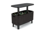 Keter Bevy Bar 2-in-1 Pop-Up Outdoor Cocktail Table & 15.85 Gallon Cooler, Anthracite Grey