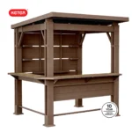 Keter Signature Collection 7.5 x 6.5 ft. Bar Gazebo with Shelves and TV Mount, Pine Brown