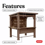 Keter Signature Collection 7.5 x 6.5 ft. Bar Gazebo with Shelves and TV Mount, Pine Brown - Image 5