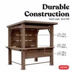 Keter Signature Collection 7.5 x 6.5 ft. Bar Gazebo with Shelves and TV Mount, Pine Brown - Image 6