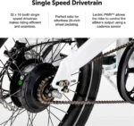 Lectric XP Lite 2.0 Long-Range Foldable Electric Commuter Bike, Arctic White - Image 3