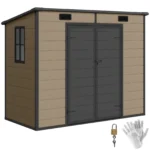 Outsunny 8'×4' Outdoor Storage Shed Light Brown Resin