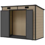 Outsunny 8'×4' Outdoor Storage Shed Light Brown Resin - Image 2