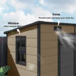 Outsunny 8'×4' Outdoor Storage Shed Light Brown Resin - Image 8