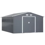 Outsunny Outdoor Storage Shed Dark Gray 11'×13' Galvanized Steel