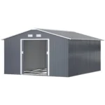 Outsunny Outdoor Storage Shed Dark Gray 11'×13' Galvanized Steel - Image 2