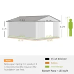 Outsunny Outdoor Storage Shed Dark Gray 11'×13' Galvanized Steel - Image 5