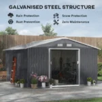 Outsunny Outdoor Storage Shed Dark Gray 11'×13' Galvanized Steel - Image 6