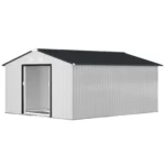Outsunny Outdoor Storage Shed White 11'×13' Galvanized Steel - Image 2