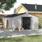Outsunny Outdoor Storage Shed White 11'×13' Galvanized Steel - Image 3