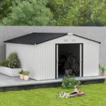 Outsunny Outdoor Storage Shed White 11'×13' Galvanized Steel - Image 4