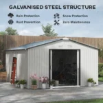 Outsunny Outdoor Storage Shed White 11'×13' Galvanized Steel - Image 6