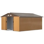 Outsunny Outdoor Storage Shed Yellow 11'×13' Galvanized Steel - Image 2