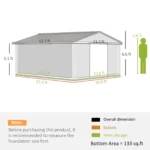Outsunny Outdoor Storage Shed Yellow 11'×13' Galvanized Steel - Image 5