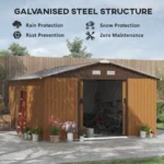 Outsunny Outdoor Storage Shed Yellow 11'×13' Galvanized Steel - Image 6
