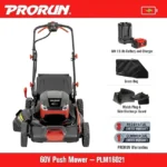 PRORUN 60V 21-Inch Steel Deck Cordless Push Lawn Mower with 2.5 Ah Battery and Charger - Image 4
