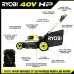 RYOBI 40V HP Brushless 21" Self-Propelled Multi-Blade Lawn Mower Kit - Image 4