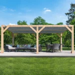 Yardistry 10×20 ft Natural Cedar Wooden Louvered Pergola - Image 2
