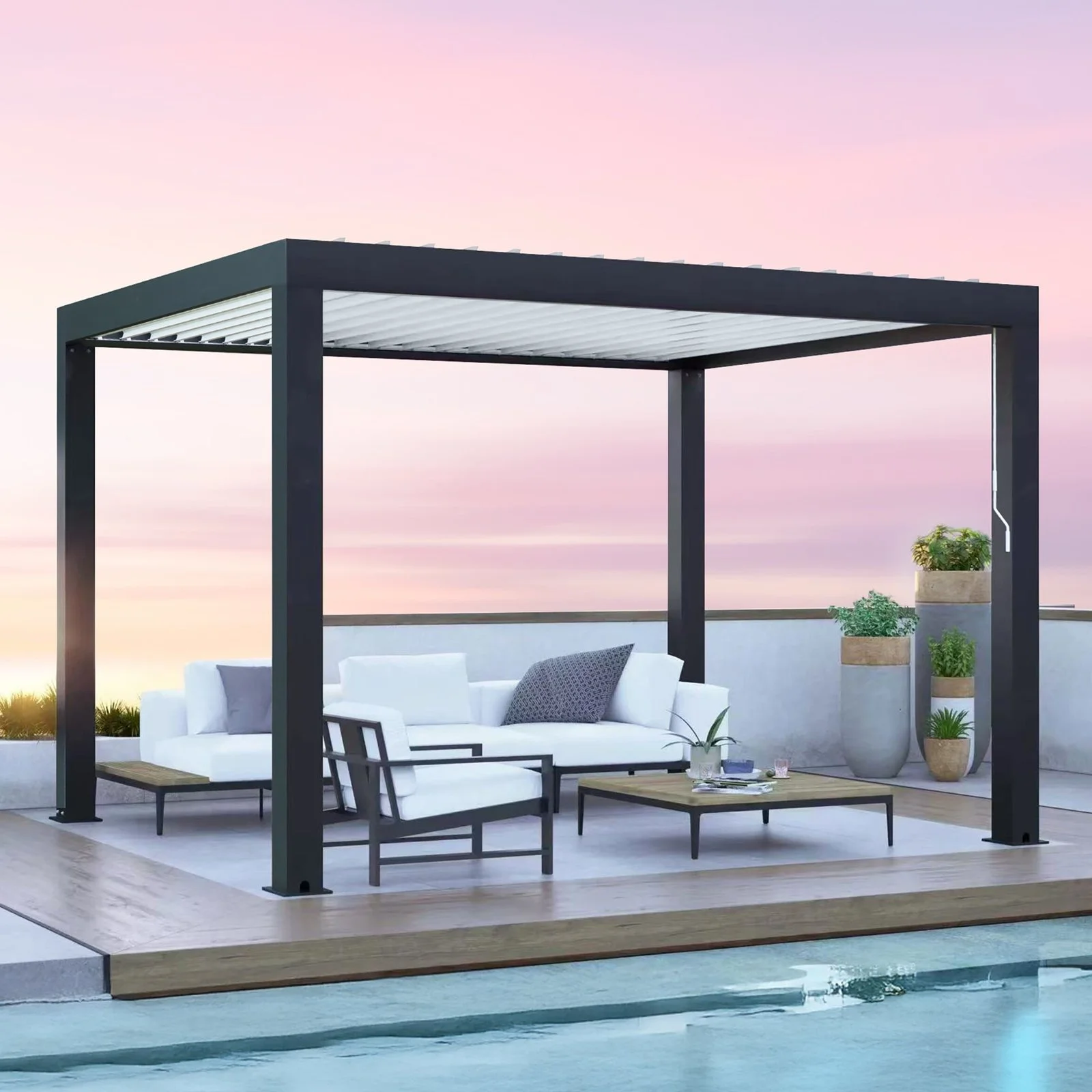 fashodre-llc-fashodre-llc-yardistry-aluminum-louvered-pergola-12-12-ft-01-20260725084605-cc479171.webp Yardistry Aluminum Louvered Pergola 12×12 ft - Image 1