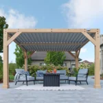 Yardistry Structures 10×12 Ft Cedar Wood Louvered Pergola, Natural Cedar - Image 2