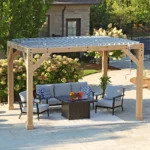 Yardistry Structures 10×12 Ft Cedar Wood Louvered Pergola, Natural Cedar - Image 4
