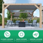 Yardistry Structures 10×12 Ft Cedar Wood Louvered Pergola, Natural Cedar - Image 8