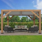 Yardistry Structures 13×11 ft Cedar Louvered Roof Pergola