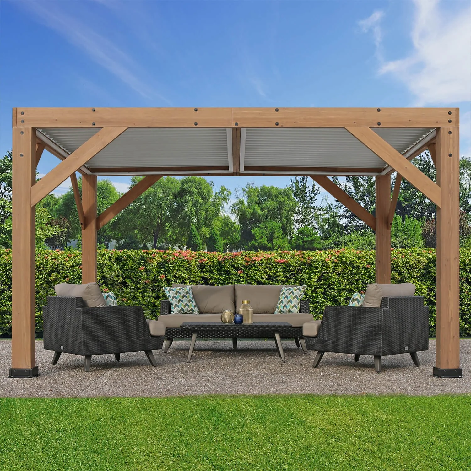 fashodre-llc-fashodre-llc-yardistry-structures-13-11-ft-cedar-louvered-roof-pergola-01-20260725084603-af5d330b.webp Yardistry Structures 13×11 ft Cedar Louvered Roof Pergola - Image 1