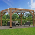Yardistry Structures 13×11 ft Cedar Louvered Roof Pergola - Image 2