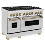 ZLINE Autograph Edition 48" 6.0 cu. ft. Dual Fuel Range with Gas Cooktop and Electric Oven, Champagne Bronze Accents