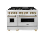 ZLINE Autograph Edition 48" 6.0 cu. ft. Dual Fuel Range with Gas Cooktop and Electric Oven, Champagne Bronze Accents - Image 3